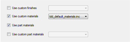 Materials settings tab