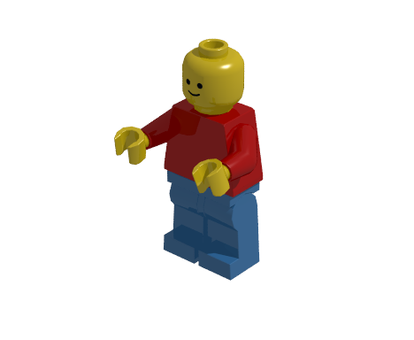 Minifigure illuminated by one light source with 30% ambient light